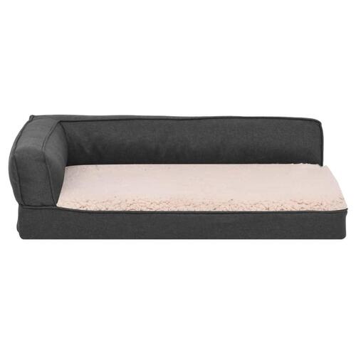 Ergonomisk hundeseng 90x64 cm hør-look fleece mørkegrå