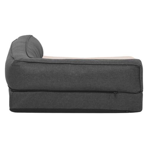 Ergonomisk hundeseng 90x64 cm hør-look fleece mørkegrå