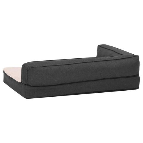 Ergonomisk hundeseng 90x64 cm hør-look fleece mørkegrå