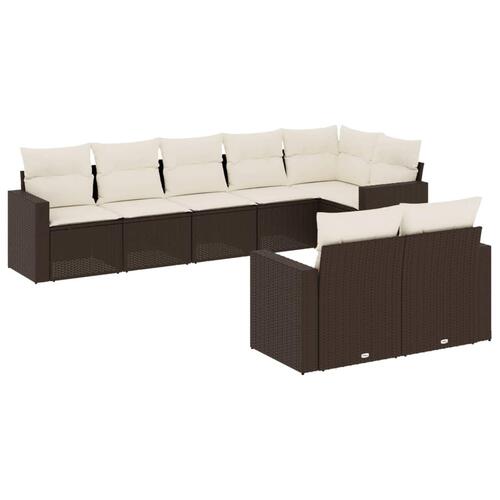 Sofasæt til haven 8 dele med hynder polyrattan brun