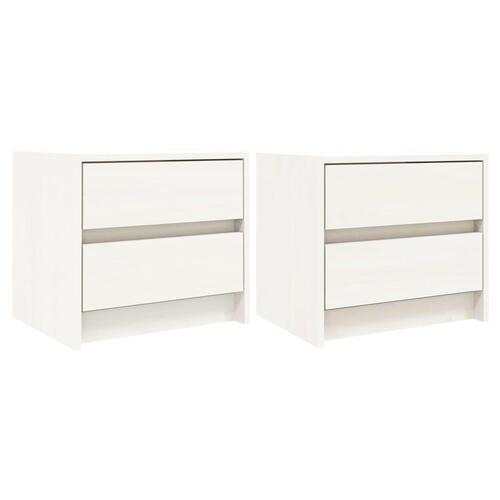 Sengeborde 2 stk. 40x31x35,5 cm massivt fyrretræ hvid