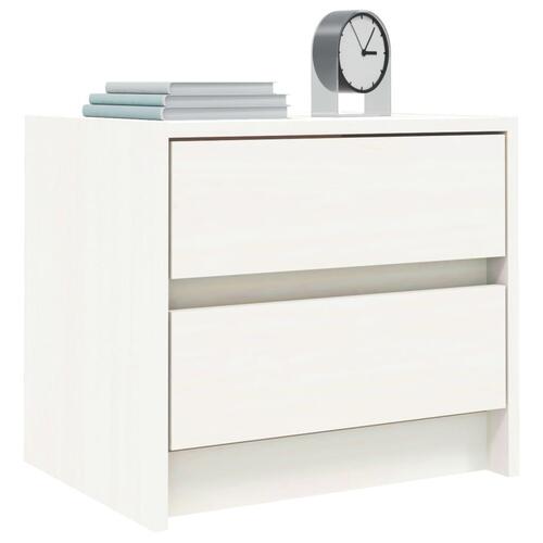 Sengeborde 2 stk. 40x31x35,5 cm massivt fyrretræ hvid