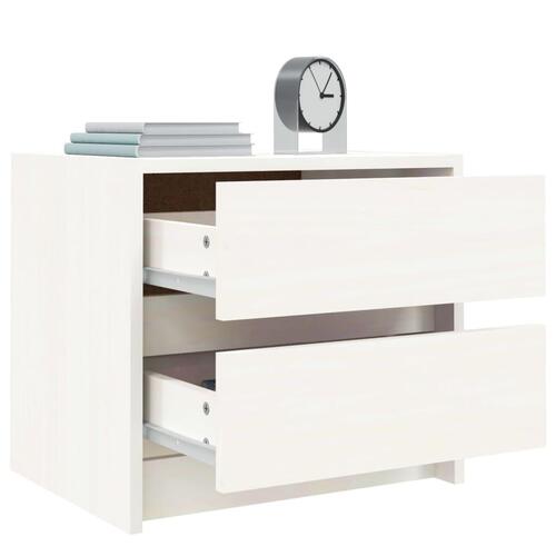 Sengeborde 2 stk. 40x31x35,5 cm massivt fyrretræ hvid