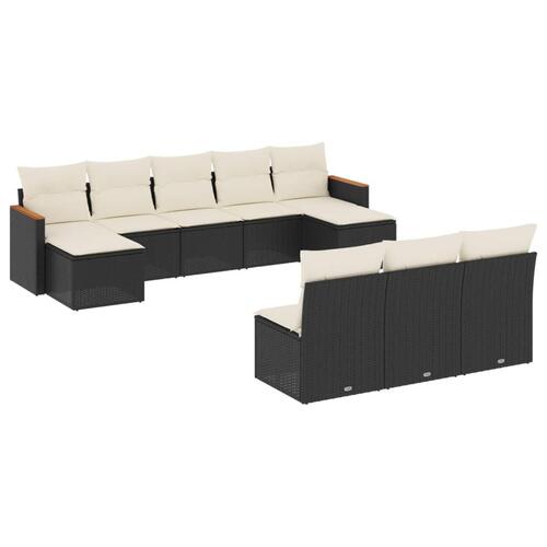 Sofasæt til haven 10 dele med hynder polyrattan sort
