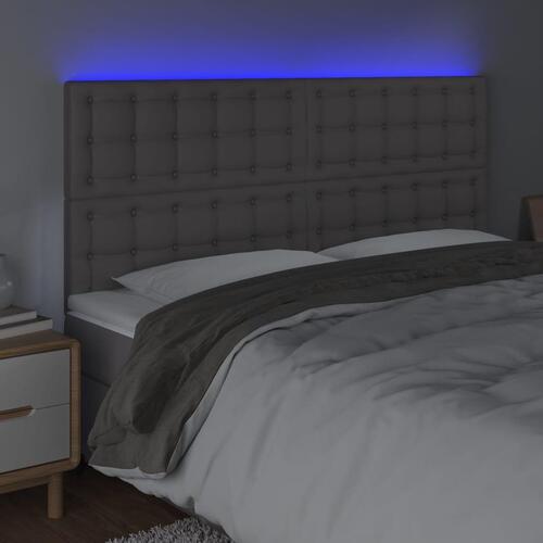 Sengegavl med LED-lys 180x5x118/128 cm kunstlæder grå