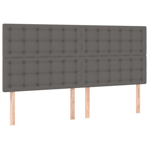 Sengegavl med LED-lys 180x5x118/128 cm kunstlæder grå