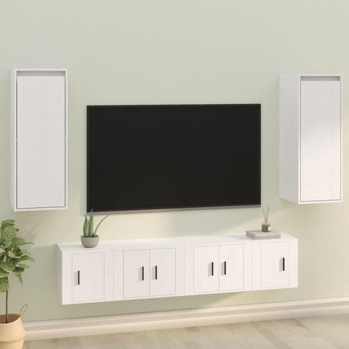Vægskabe 2 stk. 30x30x80 cm massivt fyrretræ hvid