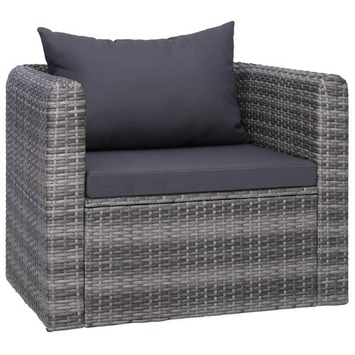 Havesofasæt 6 dele med hynder og puder polyrattan grå