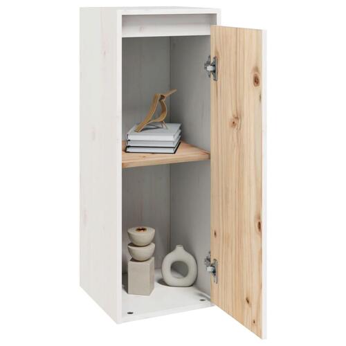 Vægskabe 2 stk. 30x30x80 cm massivt fyrretræ hvid