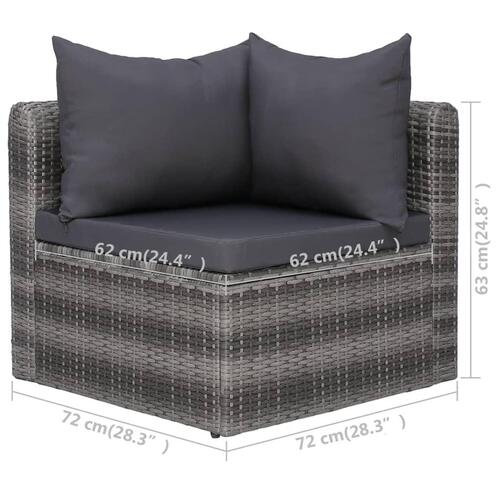 Havesofasæt 6 dele med hynder og puder polyrattan grå