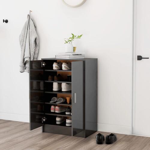 Skoskab 60x35x92 cm spånplade grå højglans