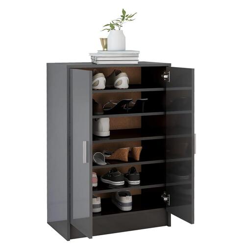 Skoskab 60x35x92 cm spånplade grå højglans