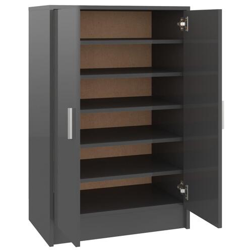 Skoskab 60x35x92 cm spånplade grå højglans