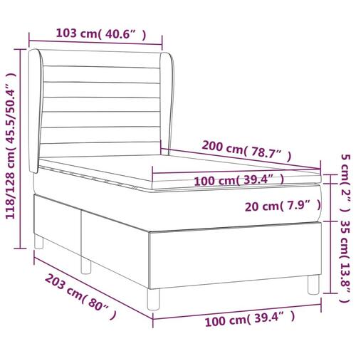 Kontinentalseng med madras 100x200 cm stof sort