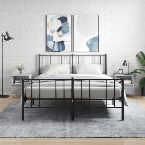 Sengeborde 2 stk. 40x35x50 cm konstrueret træ betongrå