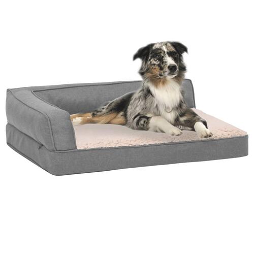 Ergonomisk hundeseng 60x42 cm hør-look fleece grå
