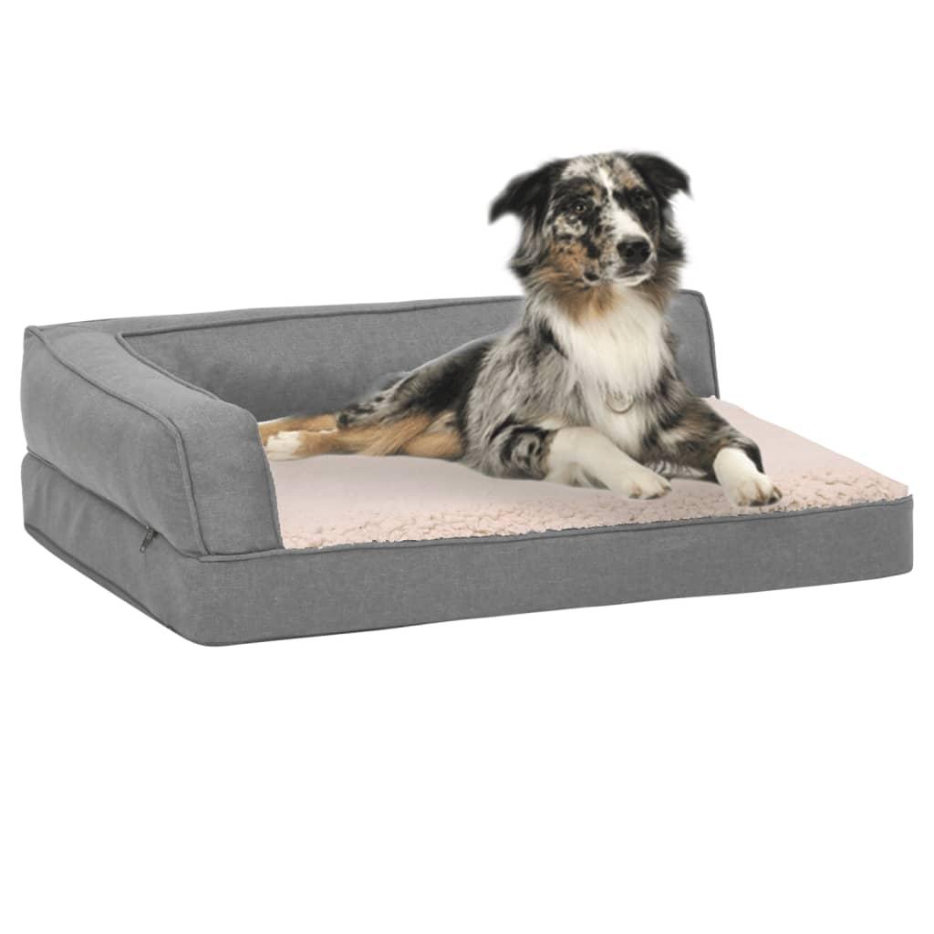Ergonomisk hundeseng 60x42 cm hør-look fleece grå