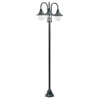 Havestolpelampe E27 220 cm aluminium 3 lanterner mørkegrøn