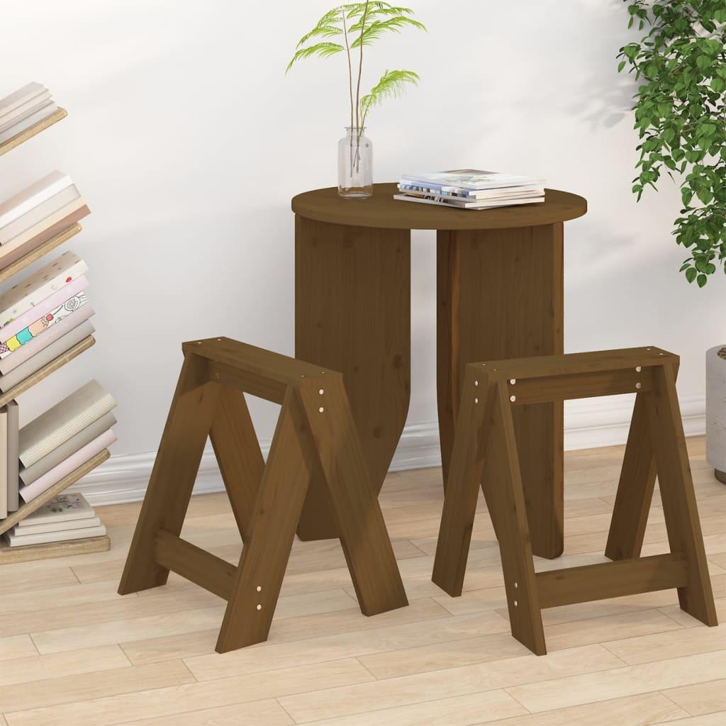Taburetter 2 stk. 40x40x45 cm massivt fyrretræ gyldenbrun