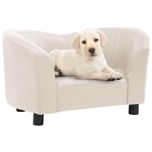 Hundesofa 67x41x39 cm kunstlæder cremefarvet