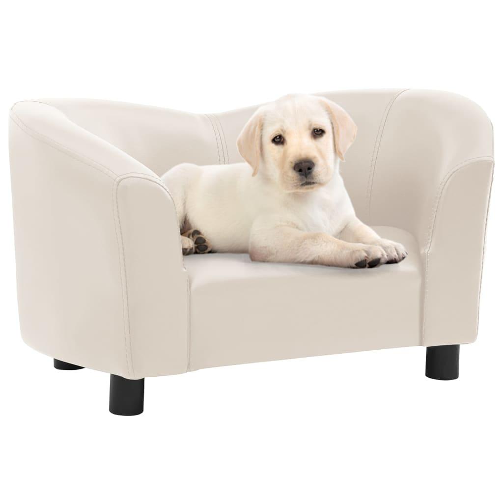 Hundesofa 67x41x39 cm kunstlæder cremefarvet