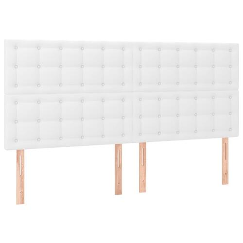 Sengegavl med LED-lys 200x5x118/128 cm kunstlæder hvid