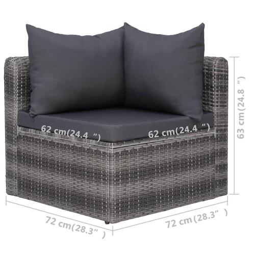 Havesofasæt 5 dele med hynder og puder polyrattan grå