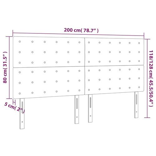 Sengegavl med LED-lys 200x5x118/128 cm kunstlæder hvid