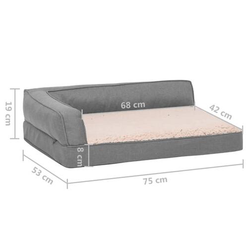 Ergonomisk hundeseng 75x53 cm hør-look fleece grå