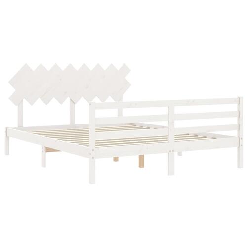 Sengeramme med sengegavl 160x200 cm massivt træ hvid