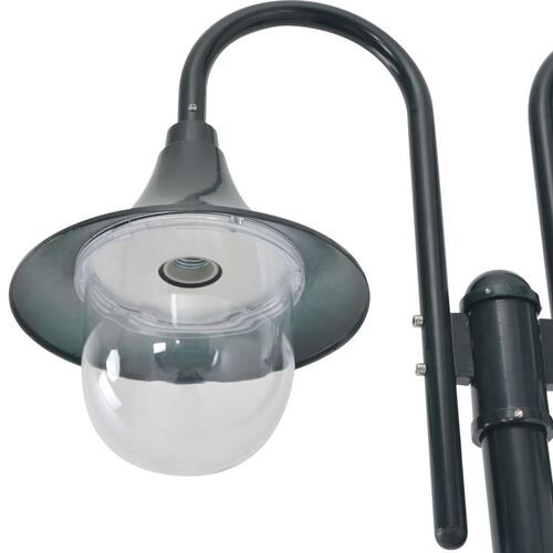 Havestolpelampe E27 220 cm aluminium 2 lanterner mørkegrøn