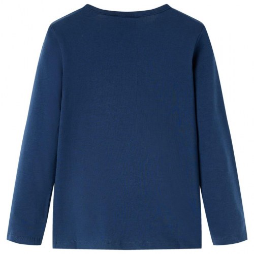 Langærmet børne-T-shirt str. 104 - marineblå med pony