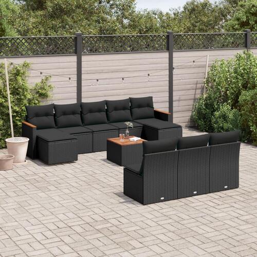 Sofasæt til haven 11 dele med hynder polyrattan sort