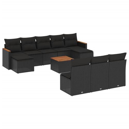 Sofasæt til haven 11 dele med hynder polyrattan sort
