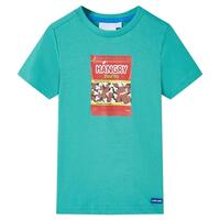 Kortærmet T-shirt til børn str. 116 mørk mintgrøn