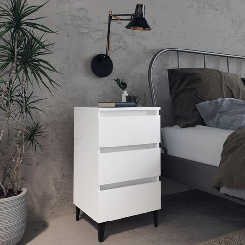 Sengeskabe m. metalben 2 stk. 40x35x69 cm hvid