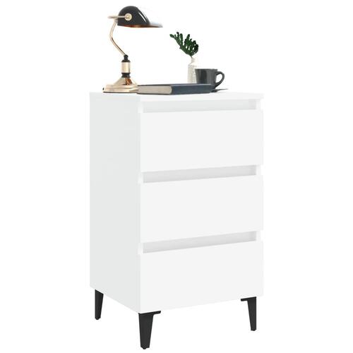 Sengeskabe m. metalben 2 stk. 40x35x69 cm hvid
