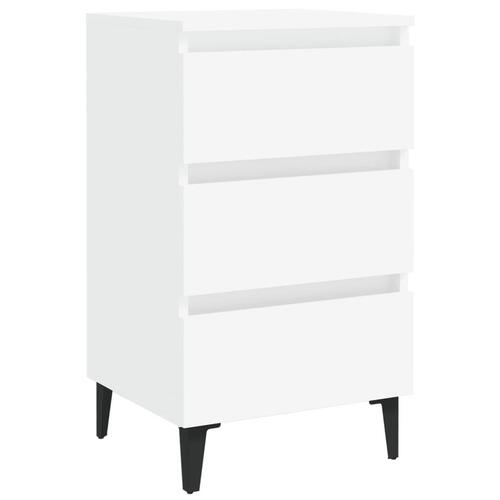 Sengeskabe m. metalben 2 stk. 40x35x69 cm hvid
