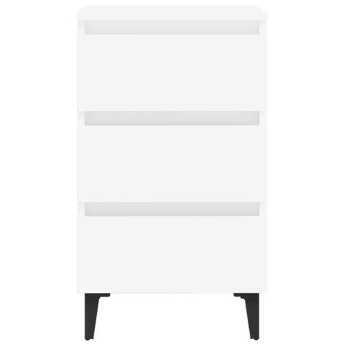 Sengeskabe m. metalben 2 stk. 40x35x69 cm hvid