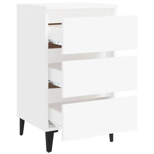 Sengeskabe m. metalben 2 stk. 40x35x69 cm hvid
