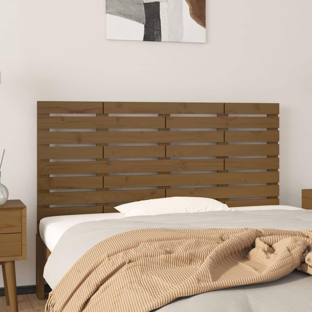 Sengegavl 126 × 3 × 63 cm i massivt fyrretræ - gyldenbrun, væghængt billede
