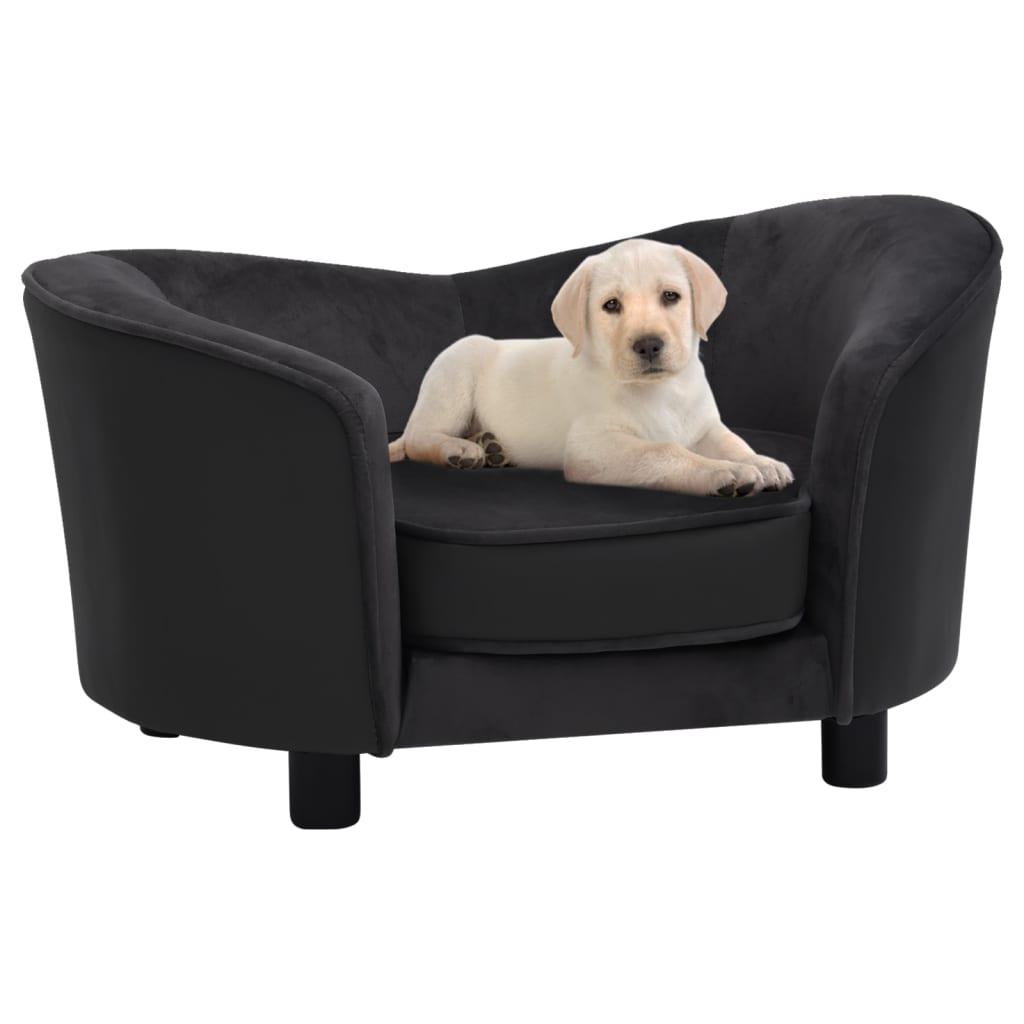 Hundesofa 69x49x40 cm plys og kunstlæder sort