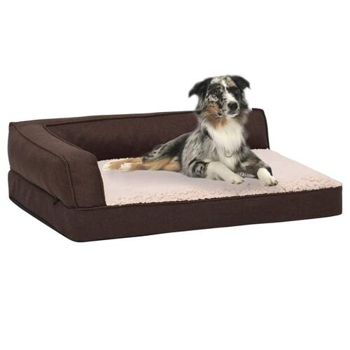 Ergonomisk hundeseng 90x64 cm hør-look fleece brun