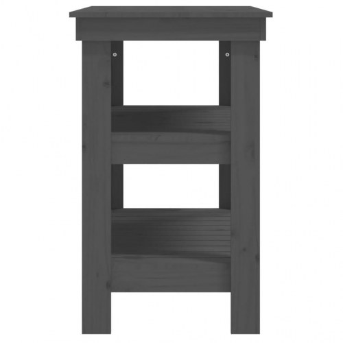 Arbejdsbord i massivt fyrretræ med hylder - 78,5×50×80 cm, grå