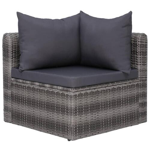 Havesofasæt i 3 dele med hynder polyrattan grå