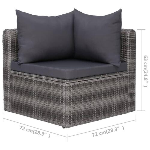 Havesofasæt i 3 dele med hynder polyrattan grå