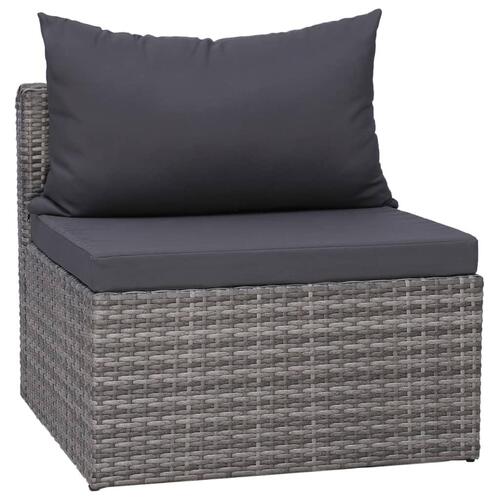 Havesofasæt i 4 dele med hynder polyrattan grå
