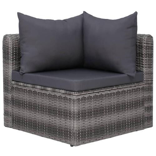 Havesofasæt i 4 dele med hynder polyrattan grå