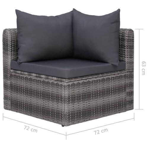 Havesofasæt i 4 dele med hynder polyrattan grå