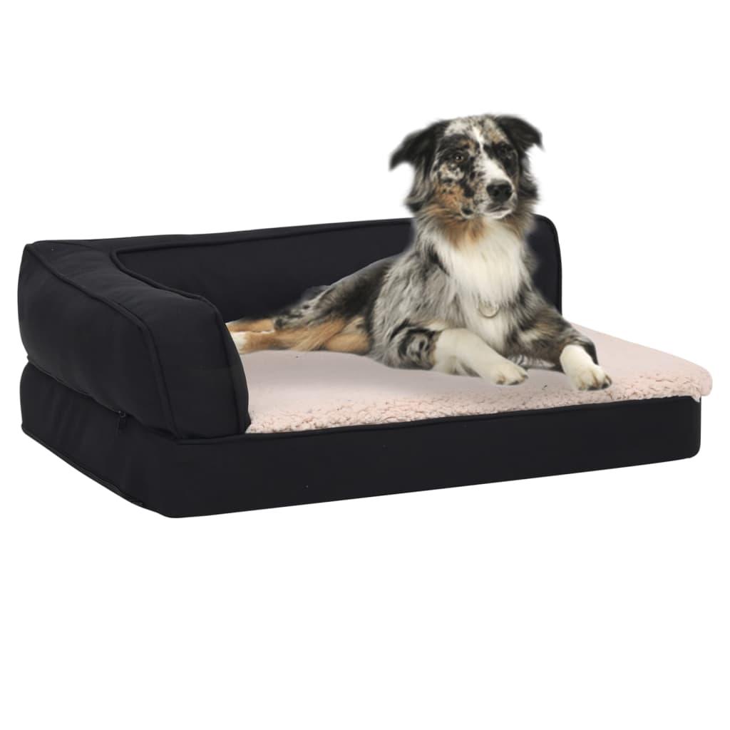 Ergonomisk hundeseng 60x42 cm hør-look fleece sort